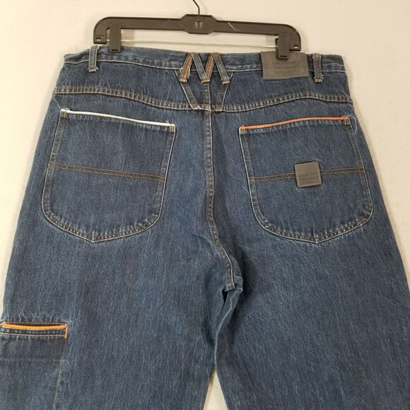 Marithe Francois Girbaud Jeans mens 38x28 brand x wide-leg baggy blue pants Y2K - Picture 9 of 15
